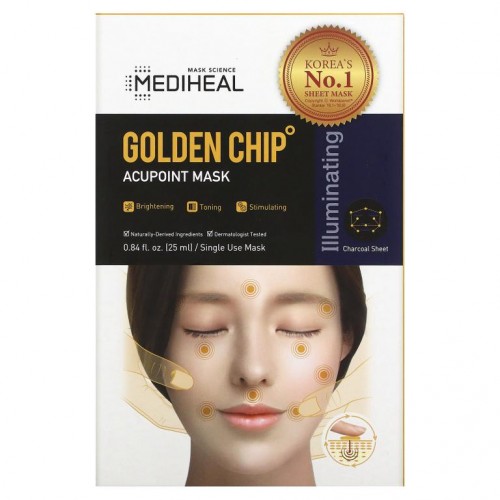 Mediheal, 골든 칩, 아큐포인트 뷰티 마스크, 5매, 매당 25ml(0.84fl oz)