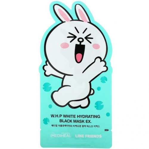 Mediheal, Line Friends, W.H.P 화이트 하이드레이팅 블랙 뷰티 마스크 EX, 1매, 25ml