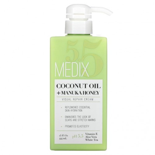 Medix 5.5, Coconut Oil + Manuka Honey, Visual Repair Cream, 15 fl oz (444 ml)