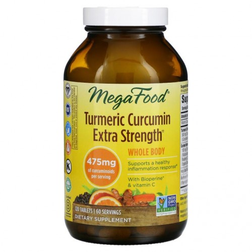 MegaFood, 강황 커큐민 엑스트라 스트렝스, 전신 건강, 237.5mg, 120정