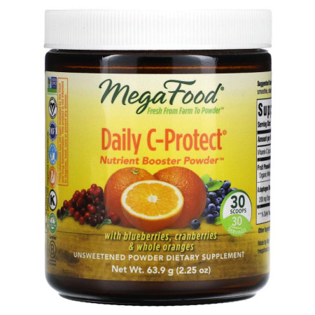 MegaFood, Daily C-Protect, Nutrient Booster Powder, 무가당, 63.9g(2.25oz)