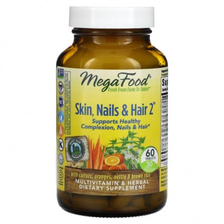 MegaFood, Skin, Nails & Hair 2, 60정