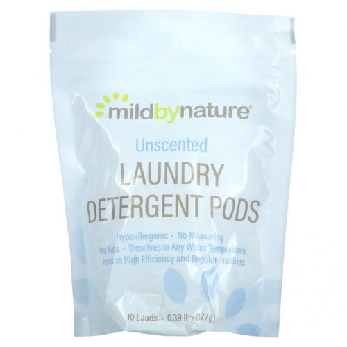 Mild By Nature, 세탁 세제 포드, 무향, 10회분, 177g(0.39lbs)