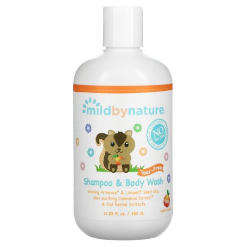 Mild By Nature, 티어 프리 베이비 샴푸 & 바디 워시, 복숭아 향, 380ml(12.85fl oz)