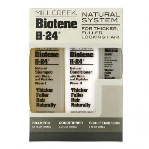 Mill Creek Botanicals, 바이오틴 H-24, 내추럴 시스템, 3 피스 키트