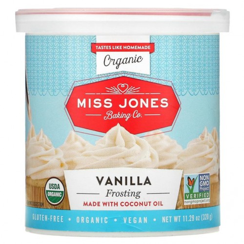 Miss Jones Baking Co, 유기농 프로스팅, 바닐라 맛, 320g(11.29oz)
