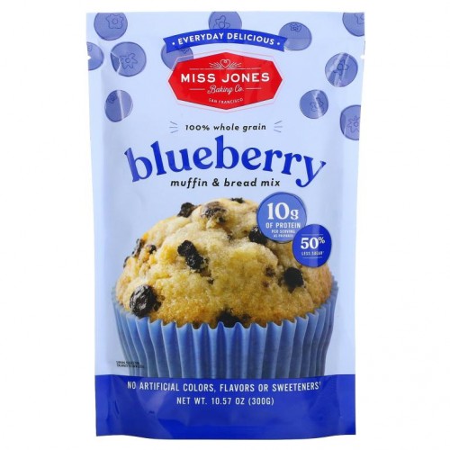 Miss Jones Baking Co, 100% Whole Grain Blueberry Muffin Mix, 10.57 oz (300 g)