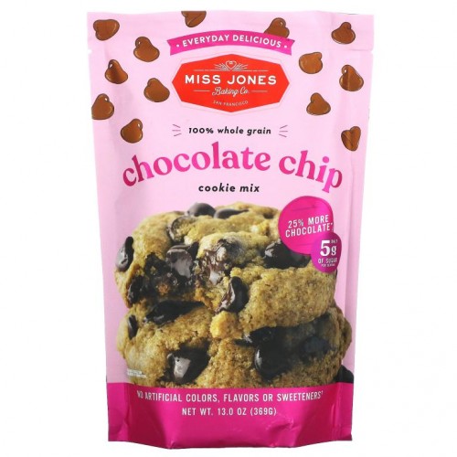 Miss Jones Baking Co, 100% Whole Grain Chocolate Chip Cookie Mix, 13 oz (369 g)