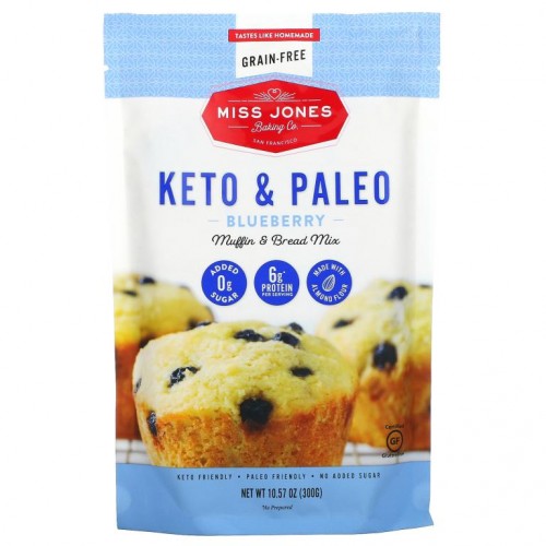 Miss Jones Baking Co, Keto & Paleo, Blueberry Muffin & Bread Mix, 10.57 oz (300 g)