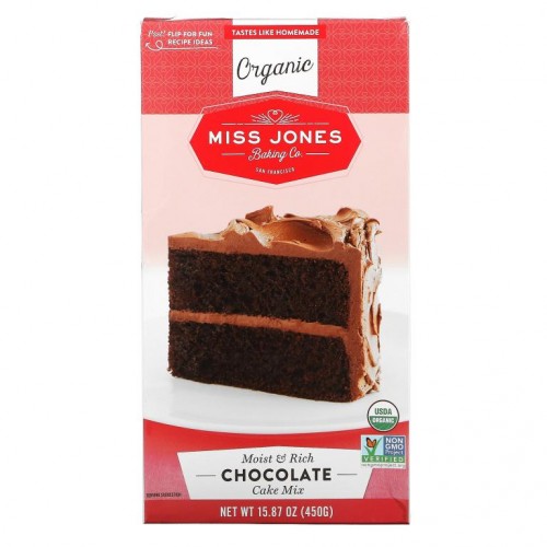 Miss Jones Baking Co, 유기농 모이스트 & 리치 케이크 믹스, 초콜릿 맛, 450g(15.87oz)