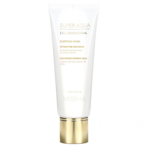 Missha, 수퍼 아쿠아, 셀 리뉴 스네일, 수면 뷰티 마스크, 110ml(3.7fl oz)