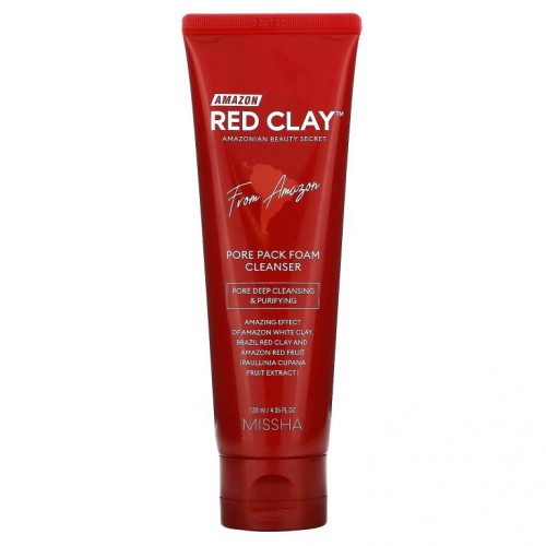 Missha, Amazon Red Clay, Pore Pack Foam Cleanser, 4.05 fl oz (120 ml)