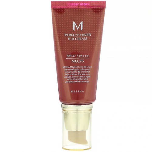 Missha, M 퍼펙트 커버 B.B 크림, SPF 42 PA+++, No. 25 웜 베이지, 50ml(1.7oz)