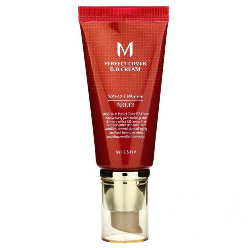 Missha, Perfect Cover BB크림, SPF 42 PA+++, 13호 밝은 베이지, 50ml