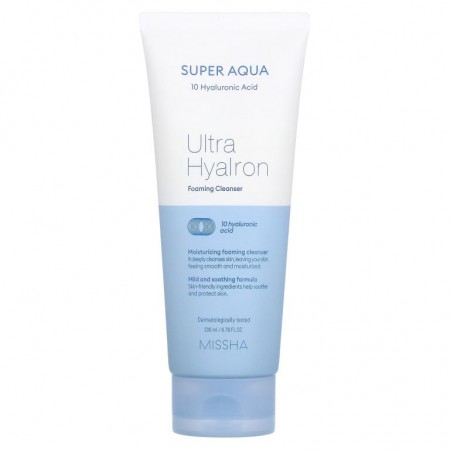 Missha, 슈퍼 아쿠아 울트라 히알론 포밍 클렌저, 200ml(6.76fl oz)