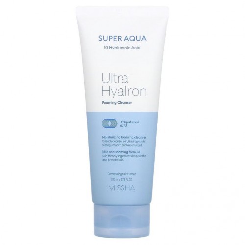 Missha, 슈퍼 아쿠아 울트라 히알론 포밍 클렌저, 200ml(6.76fl oz)