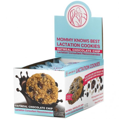 Mommy Knows Best, 수유용 쿠키, 오트밀 초콜릿 칩, 쿠키 10개, 각 2oz