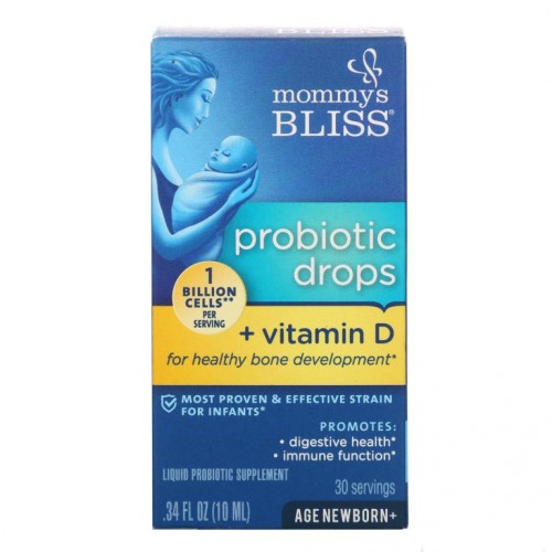 Mommy's Bliss, 프로바이오틱 드롭 + 비타민 D, .34 fl oz (10 ml)
