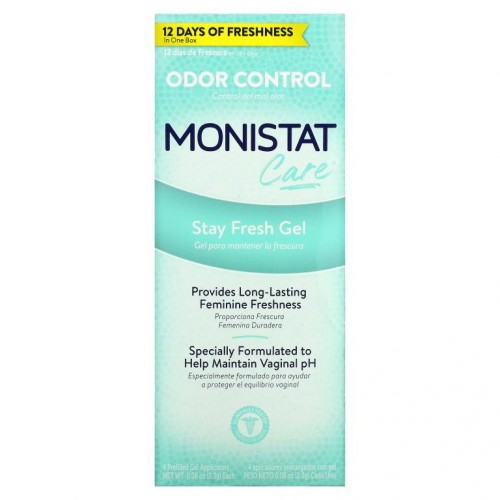 Monistat, 케어, 냄새 제거, 스테이 프레시 젤, 충전 젤 애플리케이터 4개, 각 2.3g(0.08oz)