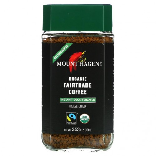 Mount Hagen, 유기농 공정 무역 인스턴트 커피, 동결 건조, 디카페인, 100g(3.53oz)