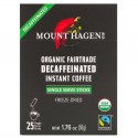 Mount Hagen, 유기농 공정 무역 인스턴트 커피, 디카페인, 개별 스틱 25개, 50g(1.76oz)