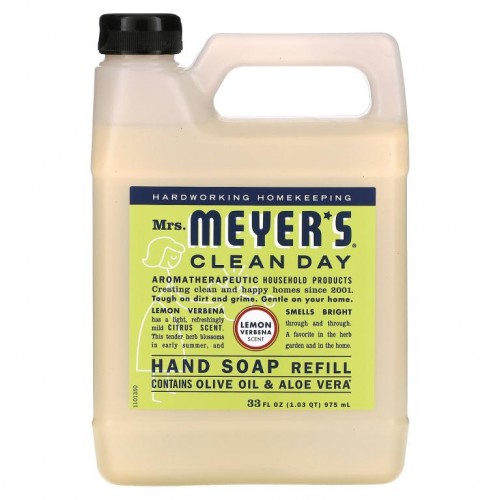 Mrs. Meyers Clean Day, 액상 손 비누 리필, 레몬 버베나 향, 33 fl oz (975 ml)