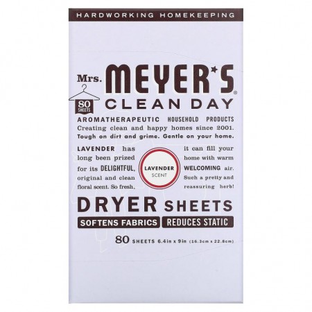 Mrs. Meyers Clean Day, 건조기 시트, 라벤더 향, 시트 80개입