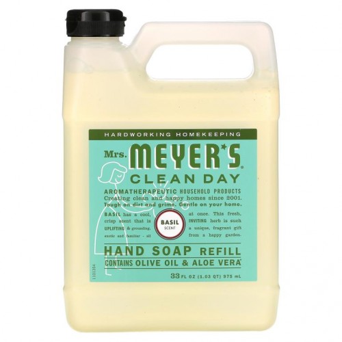 Mrs. Meyers Clean Day, 핸드 솝 리필, 바질, 975ml(33fl oz)