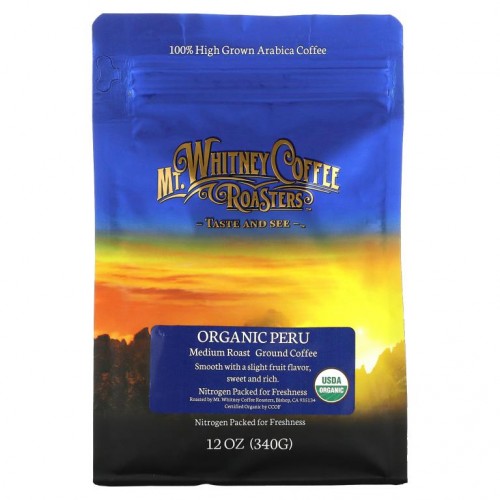 Mt. Whitney Coffee Roasters, 유기농 페루, 분쇄 커피, 미디엄 로스트, 340g(12oz)