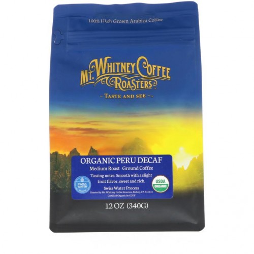 Mt. Whitney Coffee Roasters, 유기농 페루 디카페인, 분쇄 커피, 미디엄 로스트, 340g(12oz)