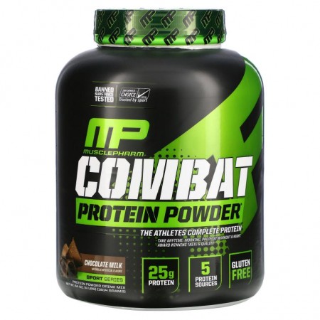 MusclePharm, 컴배트 단백질 파우더, 초콜릿 밀크, 1,814g(4lbs)