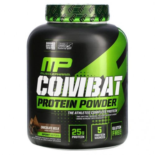 MusclePharm, 컴배트 단백질 파우더, 초콜릿 밀크, 1,814g(4lbs)