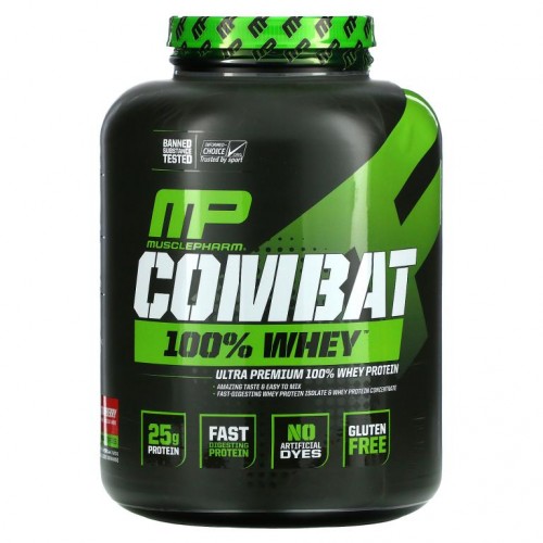 MusclePharm, Combat 100% Whey 프로틴, 딸기, 2,269g(5lbs)