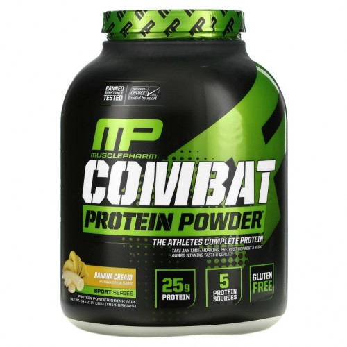 MusclePharm, Combat Protein Powder, 바나나 크림, 1,814g(4lbs)