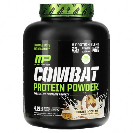 MusclePharm, Combat Protein Powder, 쿠키 앤 크림, 1,814g(4lbs)