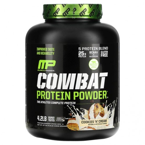 MusclePharm, Combat Protein Powder, 쿠키 앤 크림, 1,814g(4lbs)