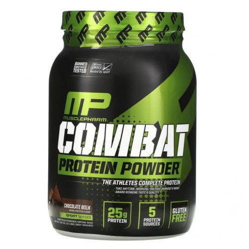MusclePharm, Combat Protein Powder, 초콜릿 우유, 907g(2lbs)