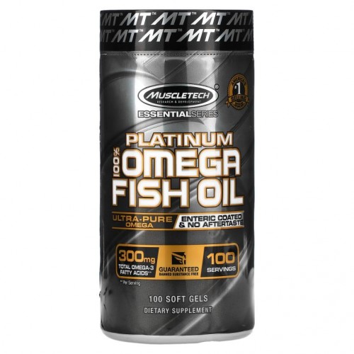 MuscleTech, 에센셜 시리즈, 플래티넘 100% 오메가 피쉬 오일, 소프트젤 100 정