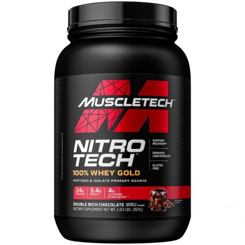 MuscleTech, 퍼포먼스 시리즈, Nitro Tech, 100% 유청 골드, 더블 리치 초콜릿 맛, 921g(2.03lbs)
