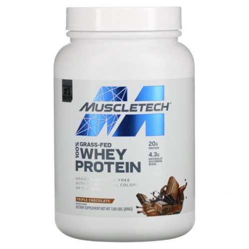 MuscleTech, 100% 목초 사육 유청 단백질, 트리플 초콜릿, 816g(1.8lbs)