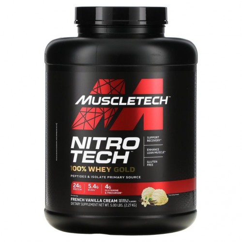 MuscleTech, Nitro Tech, 100% 유청 골드, 프렌치 바닐라 크림, 2.27kg(5lbs)