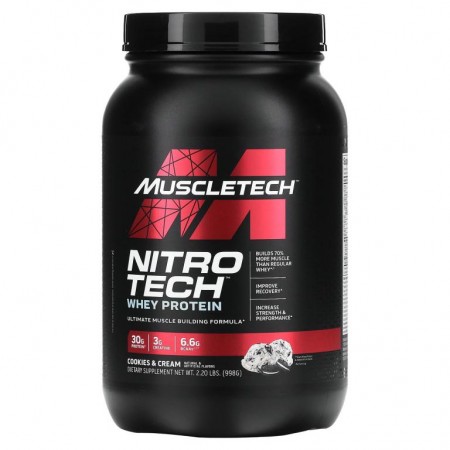 MuscleTech, Nitro Tech, Whey Isolate + Lean Muscle Builder, 쿠키 앤 크림, 907g(2lbs)