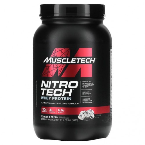 MuscleTech, Nitro Tech, Whey Isolate + Lean Muscle Builder, 쿠키 앤 크림, 907g(2lbs)