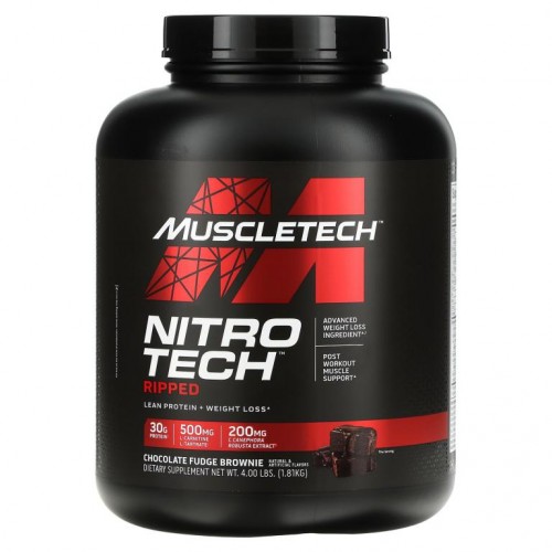 MuscleTech, Nitro Tech 립트, 최고의 단백질 + 체중 감량 포뮬라, 초콜릿 퍼지 브라우니, 1.81kg(4lbs)