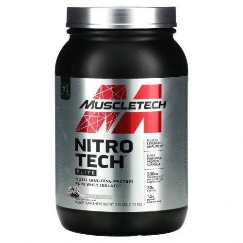 MuscleTech, Nitro Tech Elite, Cookies & Cream, 2.21 lbs (1 kg)