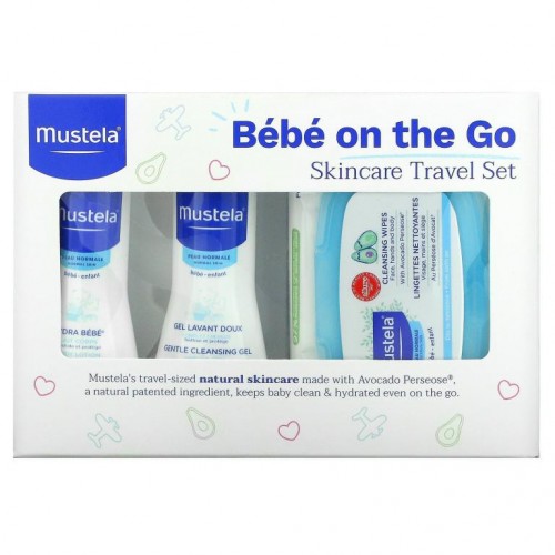 Mustela, 베베 온 더 고, 여행용 스킨케어 세트, 3종 구성