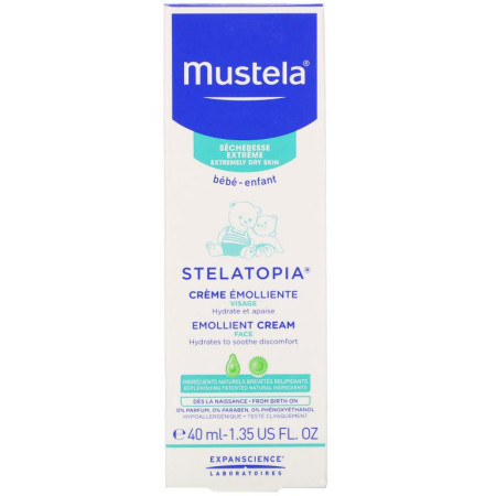 Mustela, 유아용, Stelatopia 에몰리언트 페이스 크림, 40ml(1.35fl oz)