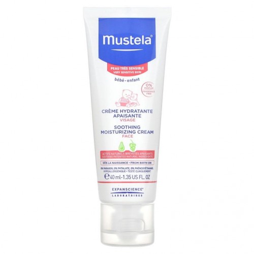 Mustela, 아기용, 진정 작용을 하는 얼굴 보습 크림, 향료 무함유, 40ml(1.35fl oz)