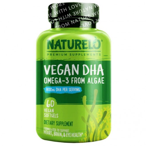 NATURELO, 비건 DHA, 해조류 추출 오메가3, 400mg, 베지 소프트젤 60정