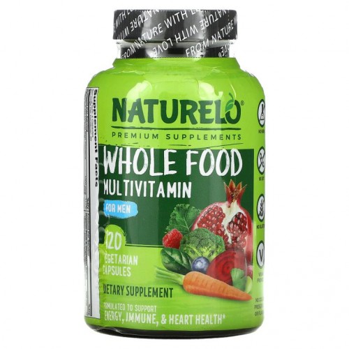 NATURELO, Whole Food 남성용 종합비타민, 베지 캡슐 120정